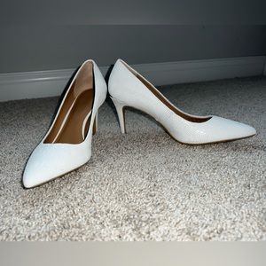 Calvin Klein textured white heels